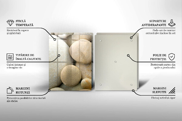 Glas Herdabdeckplatte Muster aus ovalen Steinen