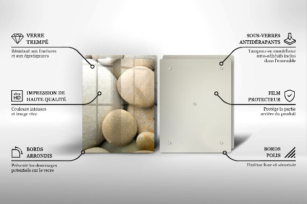 Glas Herdabdeckplatte Muster aus ovalen Steinen