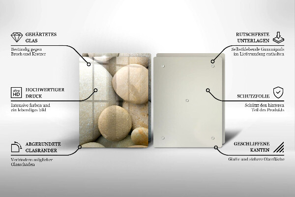 Glas Herdabdeckplatte Muster aus ovalen Steinen