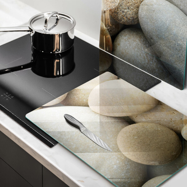 Glas Herdabdeckplatte Muster aus ovalen Steinen