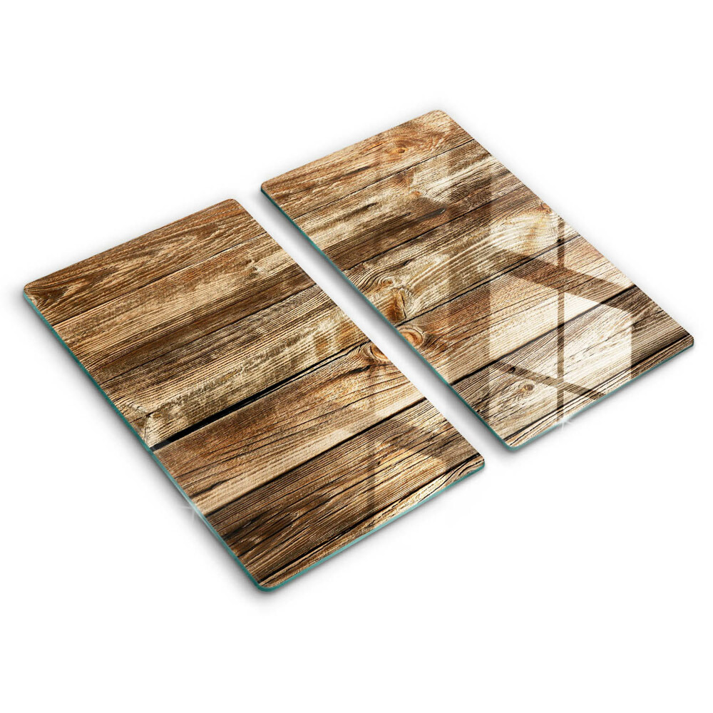 Glas Herdabdeckplatte Holzplankenstruktur