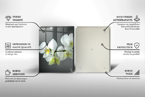 Glas Herdabdeckplatte Weiße Orchideenblüten