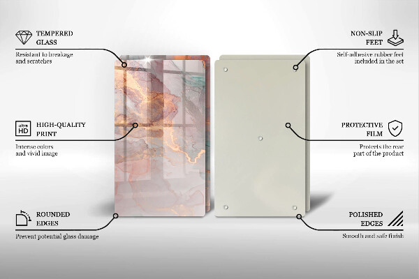 Glas Herdabdeckplatte Marmor mit Gold