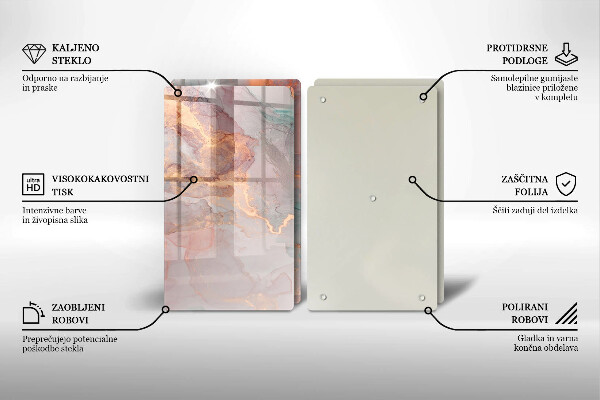 Glas Herdabdeckplatte Marmor mit Gold