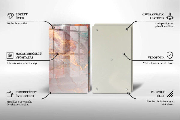 Glas Herdabdeckplatte Marmor mit Gold