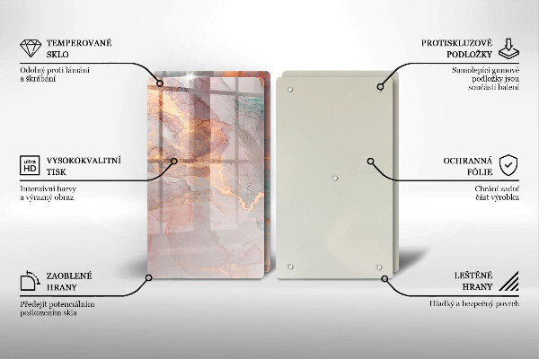 Glas Herdabdeckplatte Marmor mit Gold