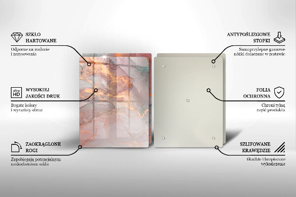 Glas Herdabdeckplatte Marmor mit Gold