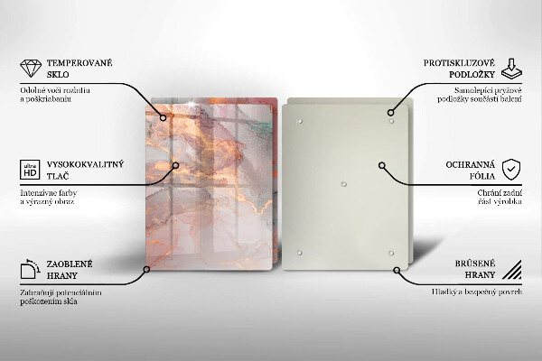 Glas Herdabdeckplatte Marmor mit Gold