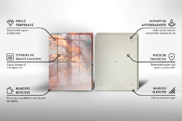 Glas Herdabdeckplatte Marmor mit Gold