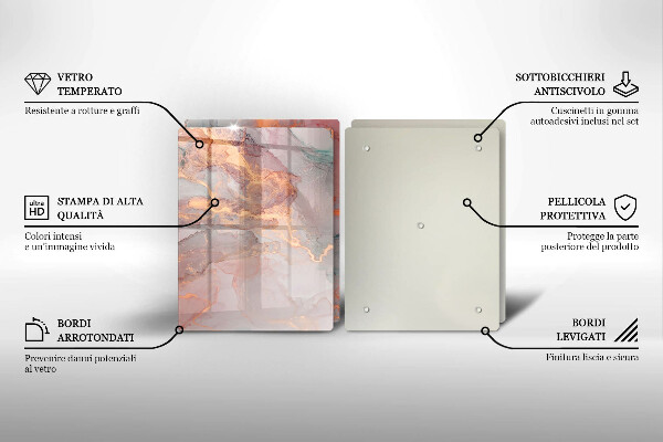 Glas Herdabdeckplatte Marmor mit Gold