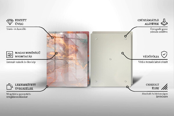 Glas Herdabdeckplatte Marmor mit Gold