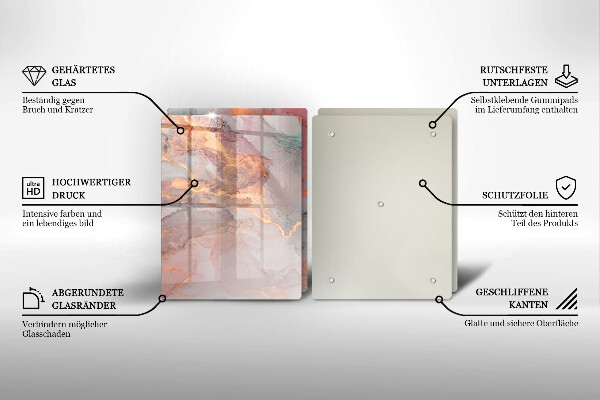 Glas Herdabdeckplatte Marmor mit Gold