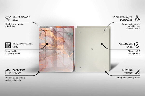 Glas Herdabdeckplatte Marmor mit Gold