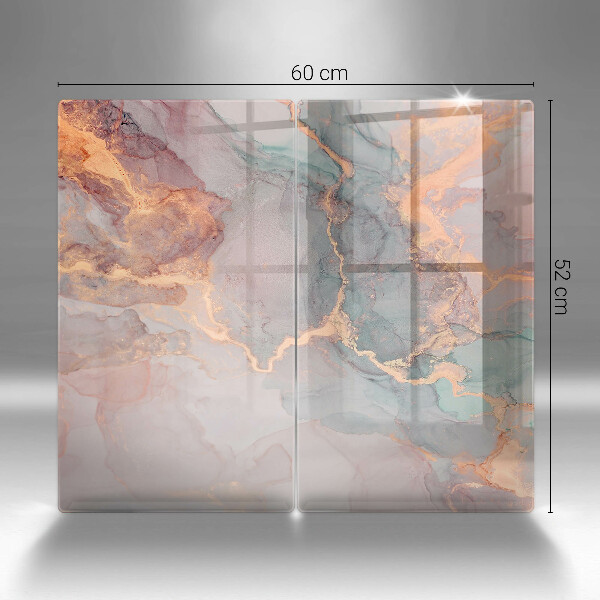 Glas Herdabdeckplatte Marmor mit Gold