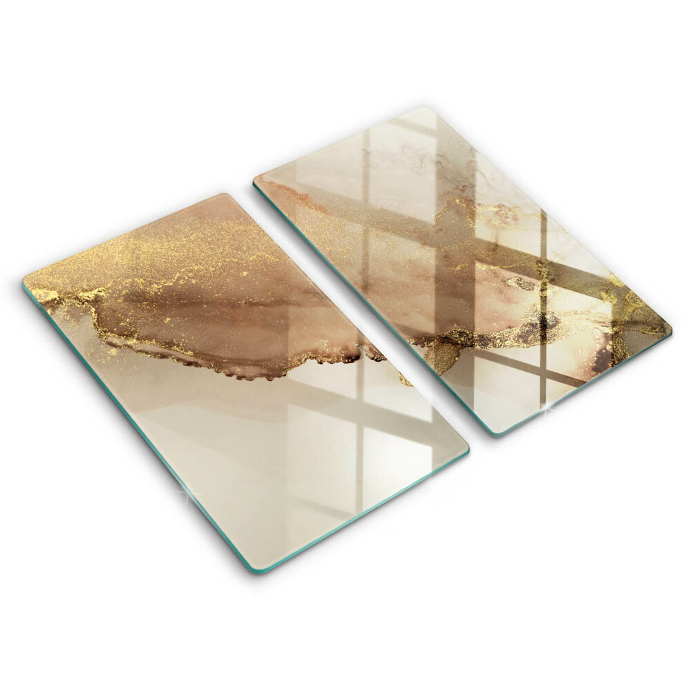 Glas Herdabdeckplatte Goldabstraktion