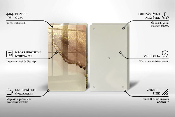 Glas Herdabdeckplatte Goldabstraktion