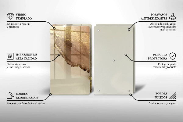 Glas Herdabdeckplatte Goldabstraktion