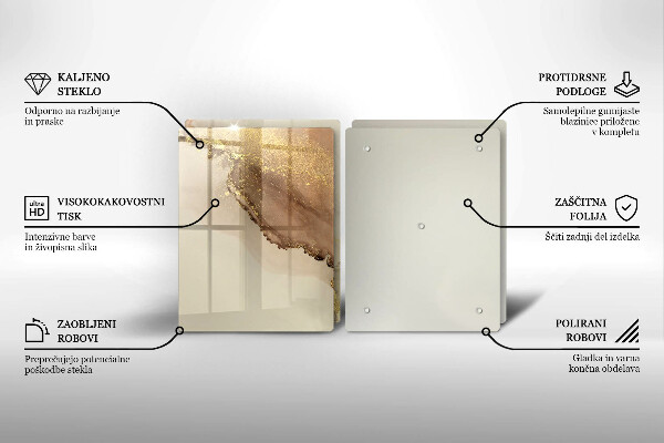 Glas Herdabdeckplatte Goldabstraktion