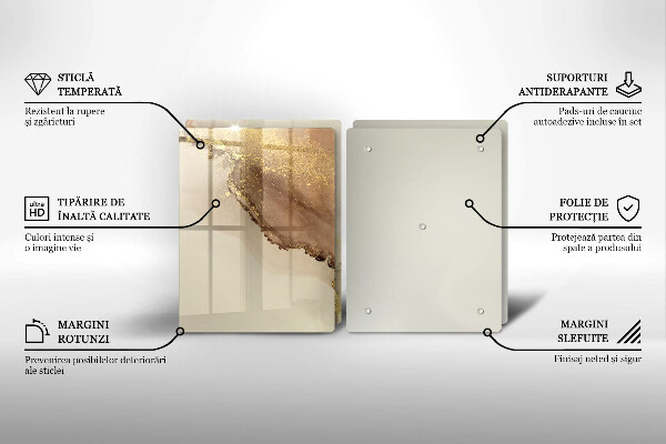 Glas Herdabdeckplatte Goldabstraktion