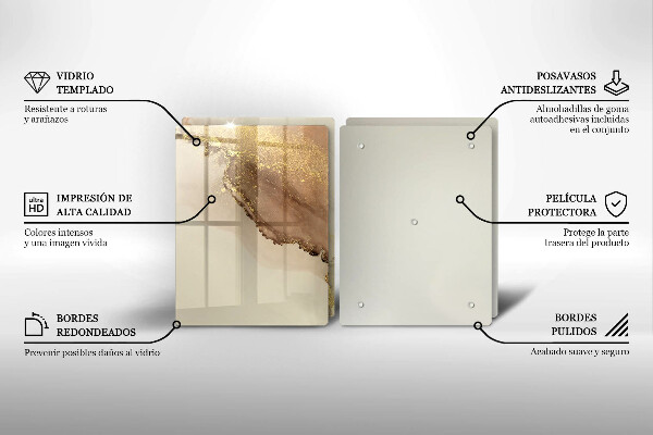 Glas Herdabdeckplatte Goldabstraktion