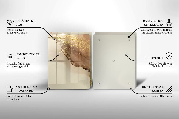 Glas Herdabdeckplatte Goldabstraktion