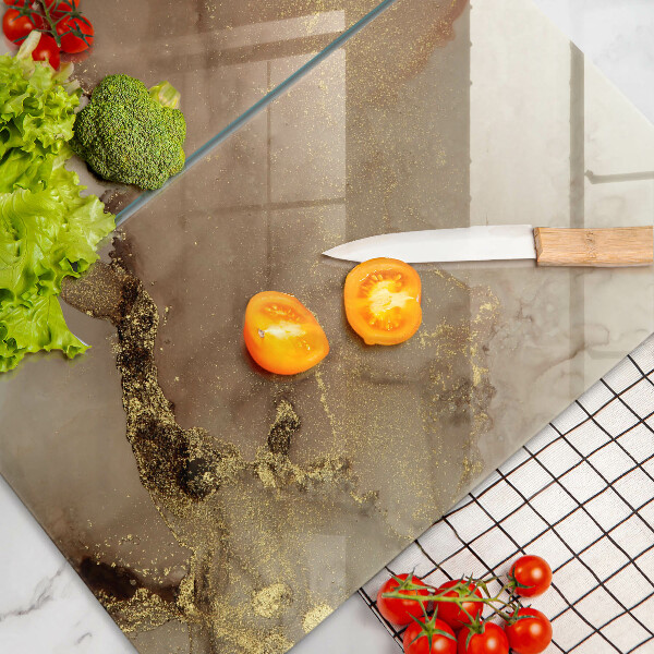 Glas Herdabdeckplatte Goldabstraktion