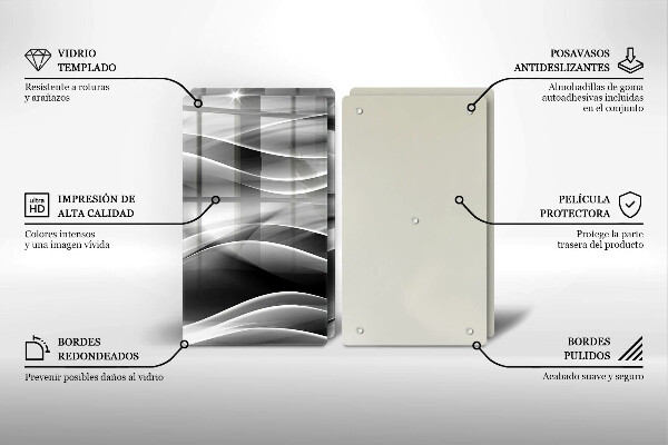 Glas Herdabdeckplatte Abstraktion sanfte Linien
