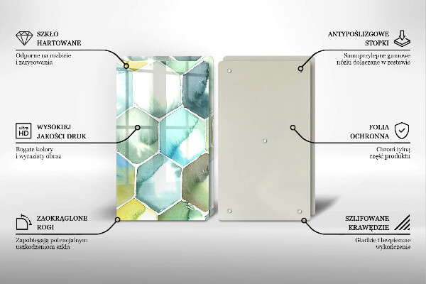 Glas Ceranfeldabdeckung Aquarell-Sechsecke