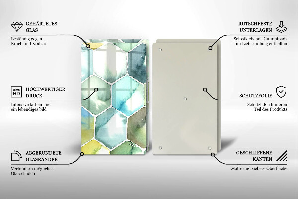 Glas Ceranfeldabdeckung Aquarell-Sechsecke