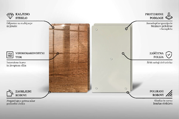 Glas Herdabdeckplatte Holzstruktur