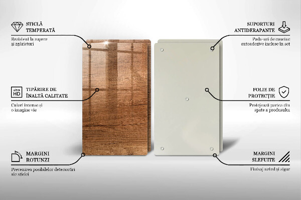 Glas Herdabdeckplatte Holzstruktur