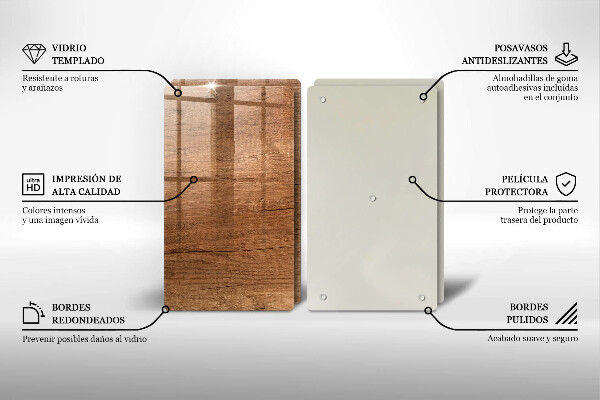 Glas Herdabdeckplatte Holzstruktur