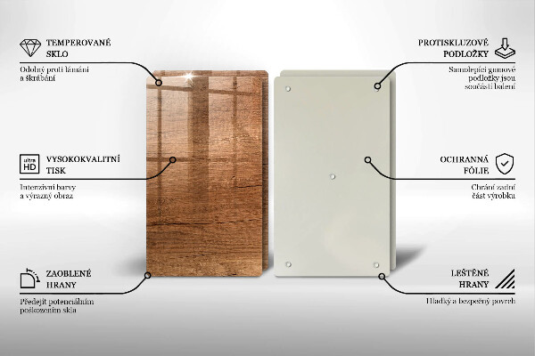 Glas Herdabdeckplatte Holzstruktur