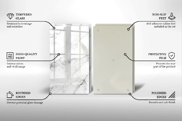 Glas Herdabdeckplatte Elegante Marmorstruktur