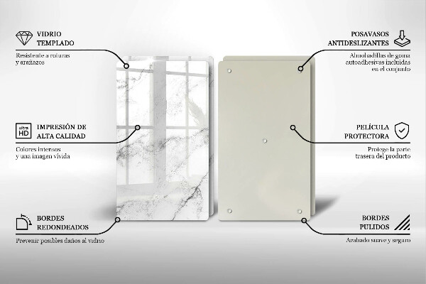 Glas Herdabdeckplatte Elegante Marmorstruktur