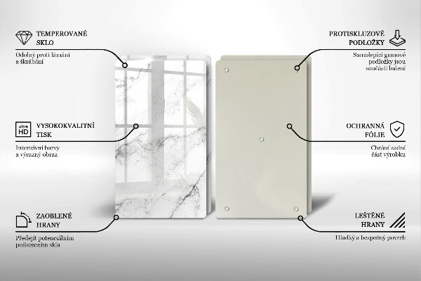 Glas Herdabdeckplatte Elegante Marmorstruktur
