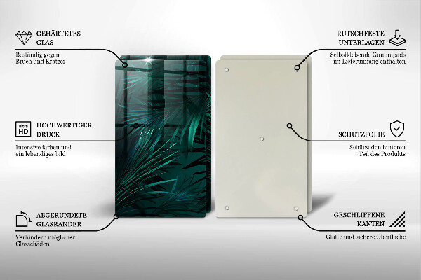 Glas Ceranfeldabdeckung Wilde Dschungelblätter