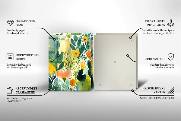 Glas Ceranfeldabdeckung Bemalte Blumen