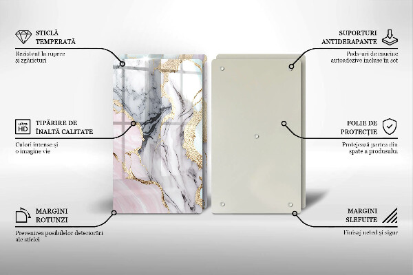 Glas Ceranfeldabdeckung Pastellmarmor