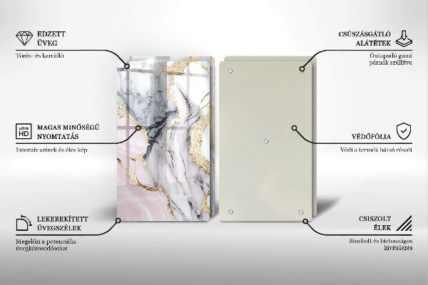 Glas Ceranfeldabdeckung Pastellmarmor