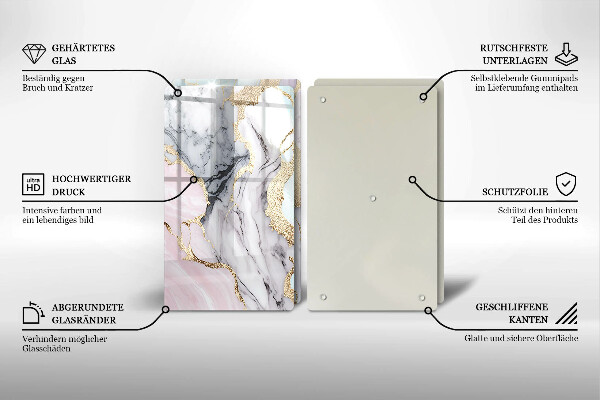 Glas Ceranfeldabdeckung Pastellmarmor
