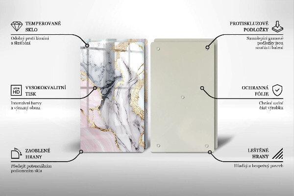 Glas Ceranfeldabdeckung Pastellmarmor