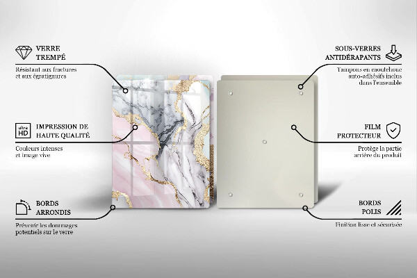 Glas Ceranfeldabdeckung Pastellmarmor
