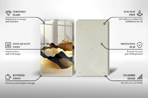 Glas Ceranfeldabdeckung Abstrakte goldene Berge