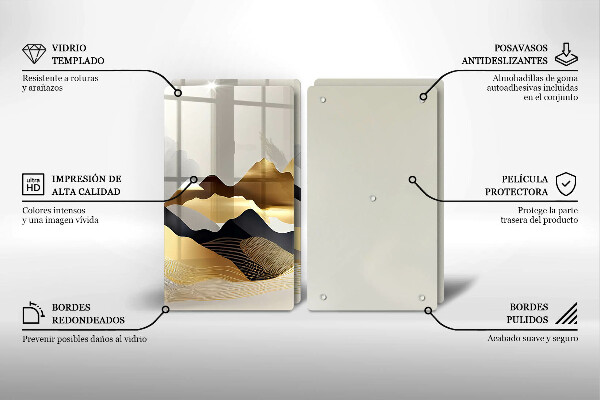 Glas Ceranfeldabdeckung Abstrakte goldene Berge