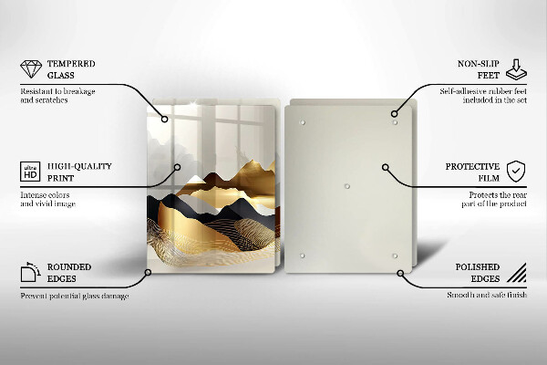 Glas Ceranfeldabdeckung Abstrakte goldene Berge