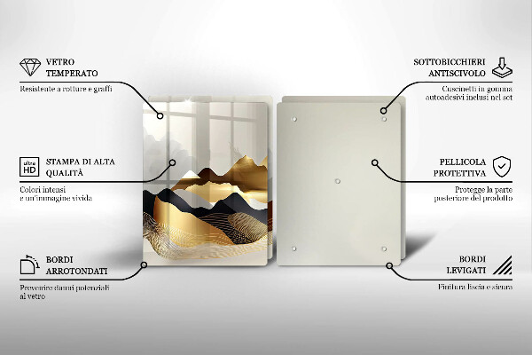Glas Ceranfeldabdeckung Abstrakte goldene Berge