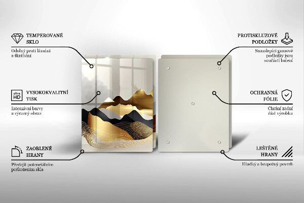 Glas Ceranfeldabdeckung Abstrakte goldene Berge