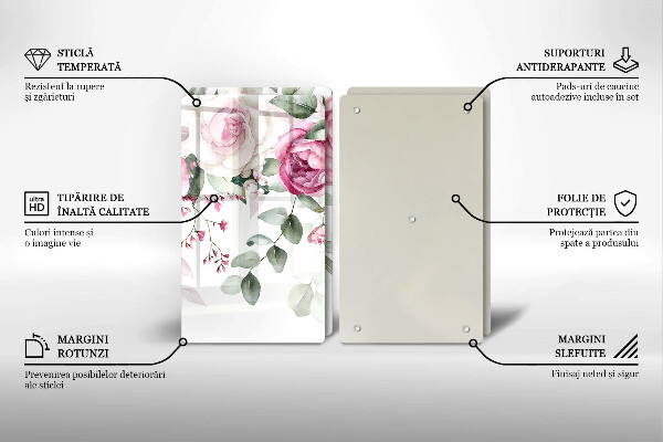 Glas Ceranfeldabdeckung Aquarellrosen