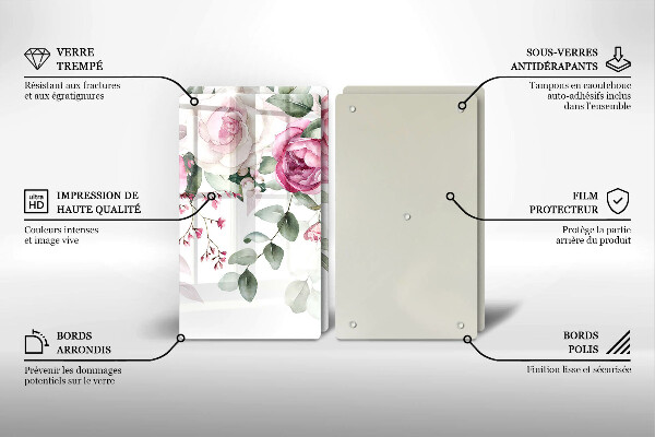 Glas Ceranfeldabdeckung Aquarellrosen
